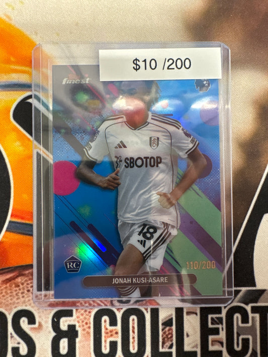 2026 Topps Finest English Premier League Jonah Kusi-Asare Rookie Common Blue Refractor /200