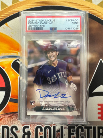 2024 Topps Stadium Club MLB Dominic Canzone Rookie Autograph PSA 9
