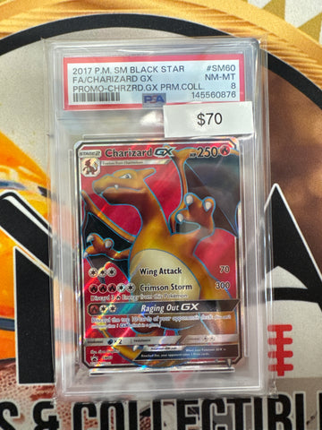 2017 Pokemon SM Black Star Full Art Charizard GX SM60 Promo PSA 8