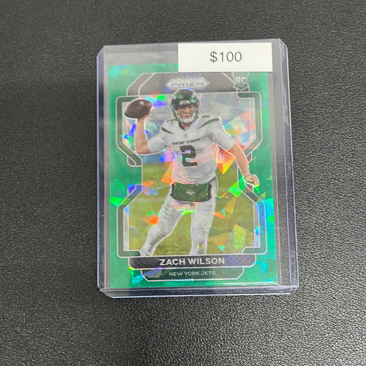 2021 Prizm Green Cracked Ice Zach Wilson Rookie