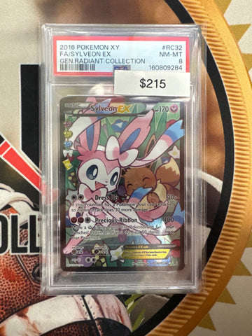 2016 Pokemon XY Full Art Sylveon EX Full Art Radiant Collection RC32/RC32 PSA 8