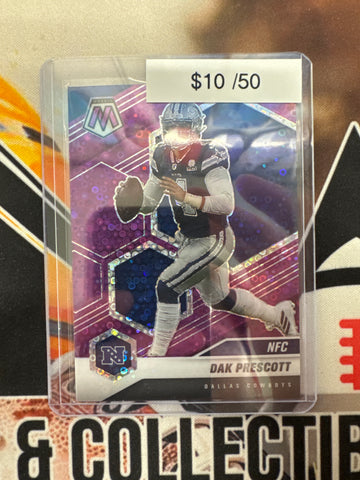 2021 Panini Mosaic NFL Dak Prescott Purple Disco Mosaic Prizm /50