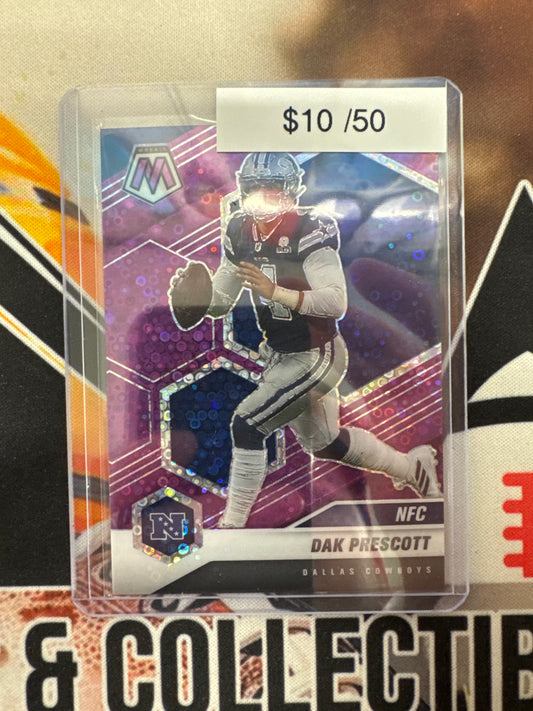 2021 Panini Mosaic NFL Dak Prescott Purple Disco Mosaic Prizm /50