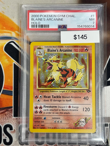 Pokémon Blaine’s Arcanine Holo Gym Challenge 1/132 PSA 7