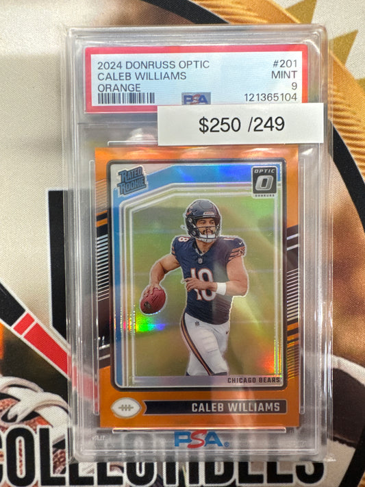 2024 Panini Donruss Optic NFL Caleb Williams Orange Rated Rookie /249 PSA 9