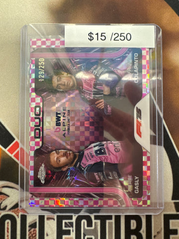 2025 Topps Chrome Formula 1 Pierre Gasly & Franco Colapinto Pink X-Fractor /250