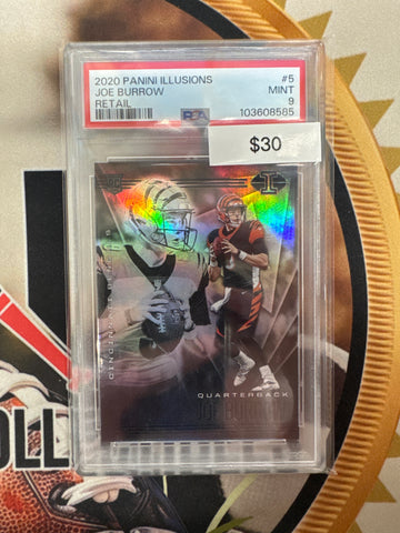 2020 Panini Illusions NFL Joe Burrow Rookie Retail Prizm PSA 9