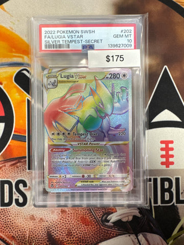 2022 Pokemon SWSH Full Art Lugia Vstar 202/195 Silver Tempest Secret PSA 10