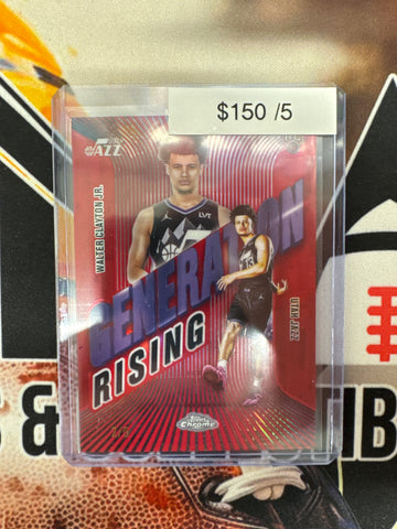 2025 Topps Chrome NBA Walter Clayton Jr. Generation Rising Rookie Red Refractor /5