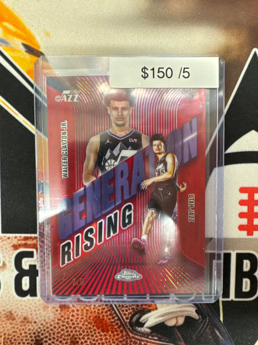 2025 Topps Chrome NBA Walter Clayton Jr. Generation Rising Rookie Red Refractor /5