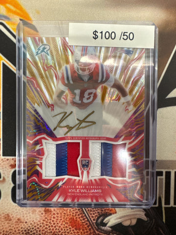 2025 Topps Resurgence NFL Kyle Williams Amped Up Rookie Relic Autograph Gold Refractor /50