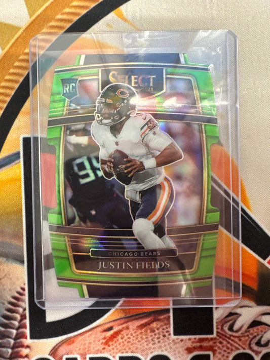 2021 Panini Select NFL Justin Fields Rookie Neon Green Die-Cut /349