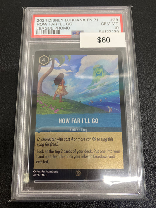 Disney Lorcana P1 League Promo How Far I’ll Go PSA 10