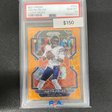 2021 NFL Justin Fields Panini Prizm Orange Lazer PSA 10