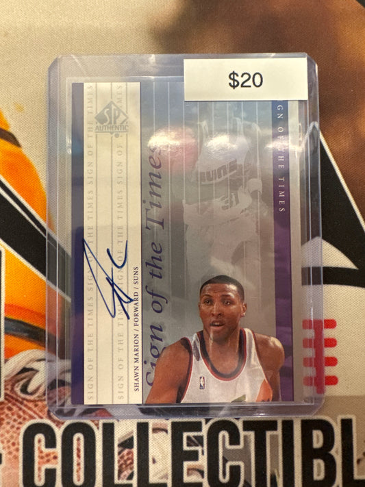 2000 Upper Deck Basketball Shawn Marion Sign Of The Times Autograph
