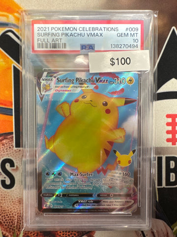 Pokémon Surfing Pikachu VMAX Celebrations 009/025 PSA 10
