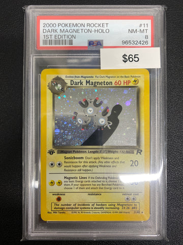 Pokémon 1st Edition Team Rocket Dark Magneton Holo PSA 8