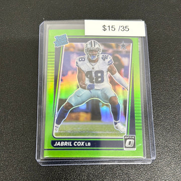 2021 NFL Donruss Optic Jabril Cox Green Rated Rookie /35