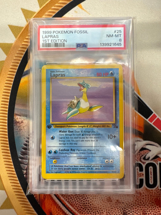 1999 Pokemon Fossil Lapras 25/62 1st Edition PSA 8