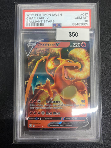 Pokémon Charizard V Brilliant Stars 017/172 PSA 10