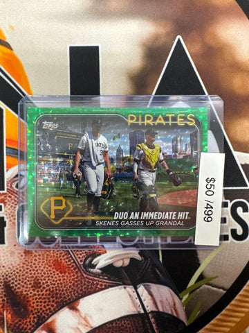 2024 Topps MLB Duo An Immediate Hit Skenes Gasses Up Grandal Green Sparkle /499