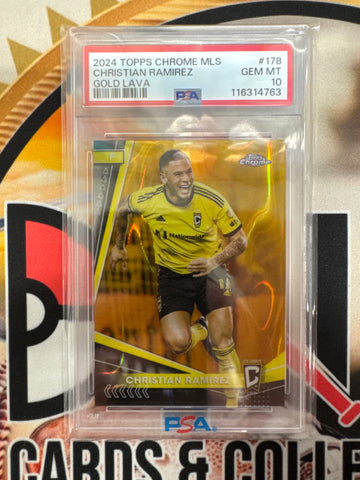 2024 Topps Chrome MLS Christian Ramirez Gold Lava PSA 10
