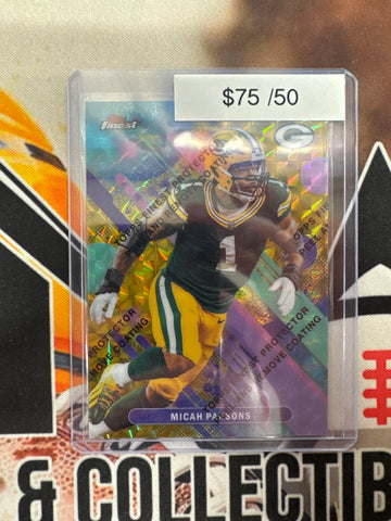 2025 Topps Finest NFL Micah Parsons Common Gold Geometric Refractor W/Coating /50