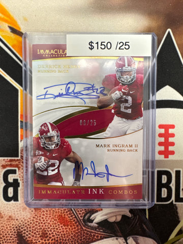 2019 Panini Immaculate Collection Collegiate Derrick Henry & Mark Ingram II Dual Autograph Gold /25