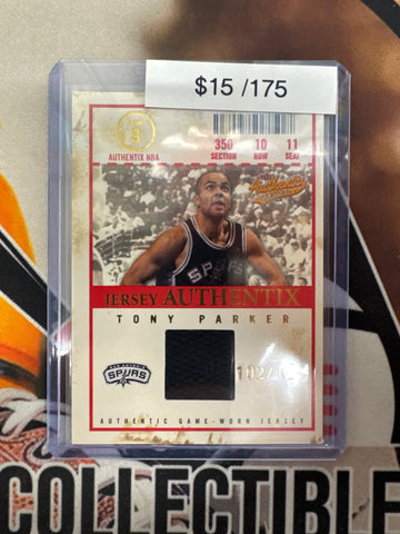 2004 Fleer Skybox NBA Tony Parker Jersey Authentix Game-Worn Jersey /175
