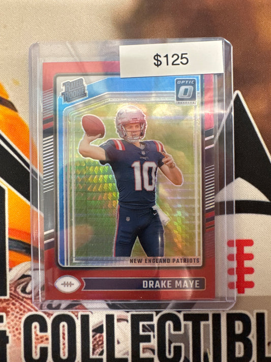 2024 Panini Donruss Optic NFL Drake Maye Rated Rookie Red Hyper