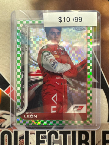 2025 Topps Chrome Formula 1 Noel Leon Green Checkerboard Refractor /99 F3