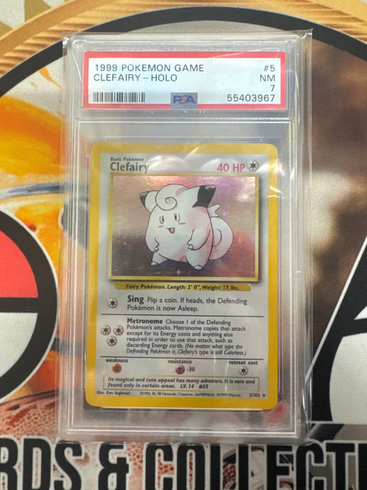 1999 Pokémon Game Clefairy Holo 5/102 Base Set PSA 7