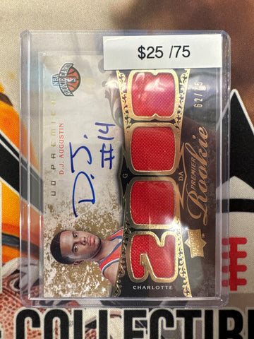 2008-09 NBA Upper Deck Premier D.J. Augustin Premier Rookie Relic Autograph /75