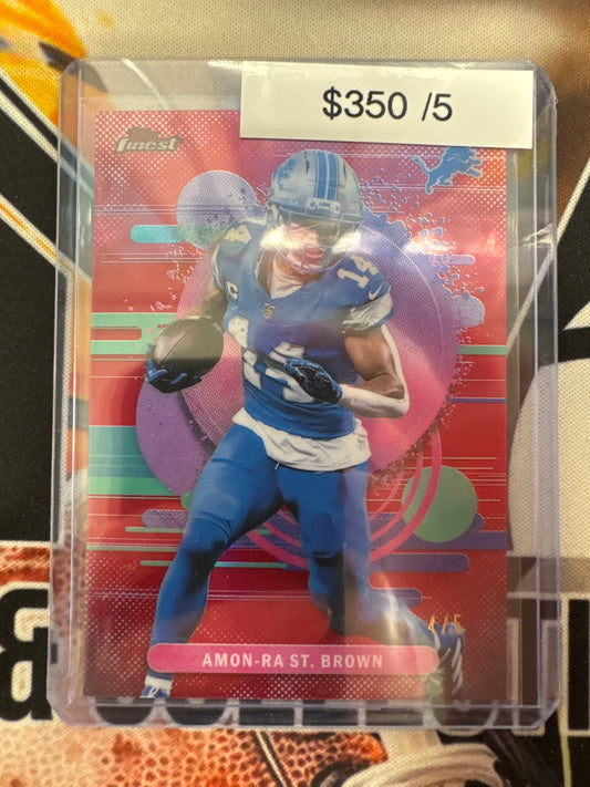 2025 Topps Finest NFL Amon-Ra St. Brown Uncommon Red Refractor /5
