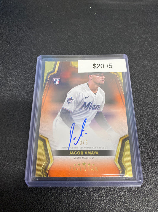 2024 Topps Five Star MLB Jacob Amaya Rookie Auto Orange /5