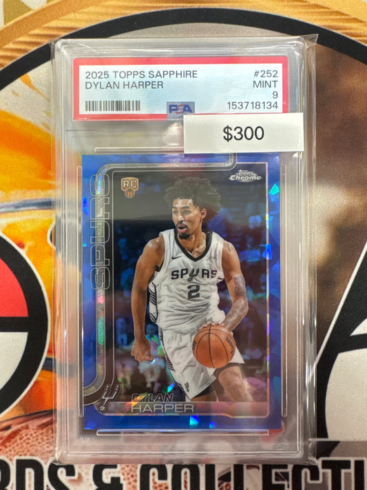 2025-26 Topps Chrome Sapphire NBA Dylan Harper Rookie PSA 9