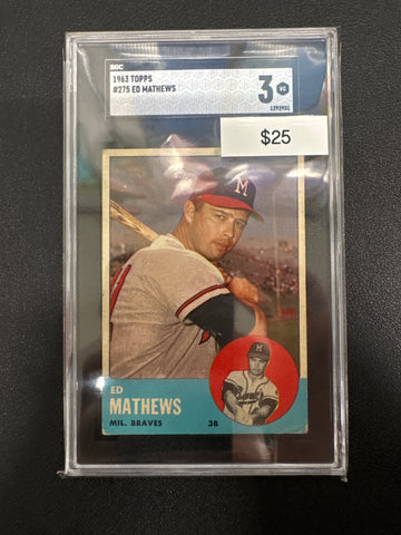 1963 Topps MLB Ed Mathews SGC 3