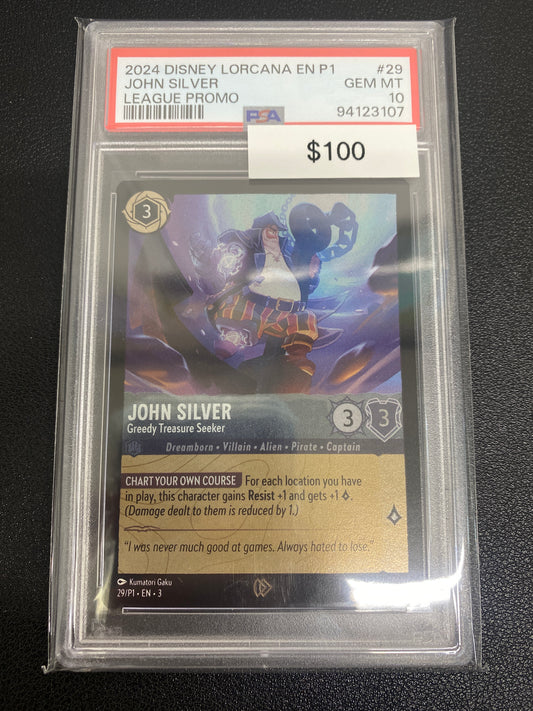 Disney Lorcana P1 League Promo John Silver PSA 10