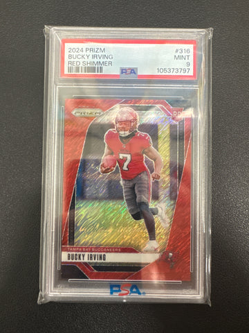 2024 Panini Prizm NFL Bucky Irving Rookie Red Shimmer /35 PSA 9