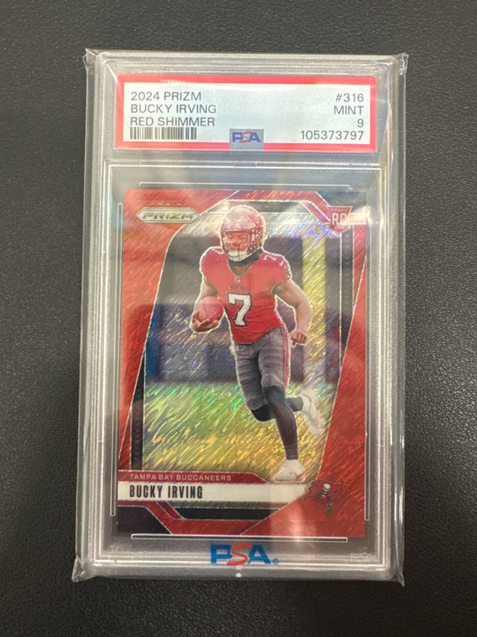 2024 Panini Prizm NFL Bucky Irving Rookie Red Shimmer /35 PSA 9