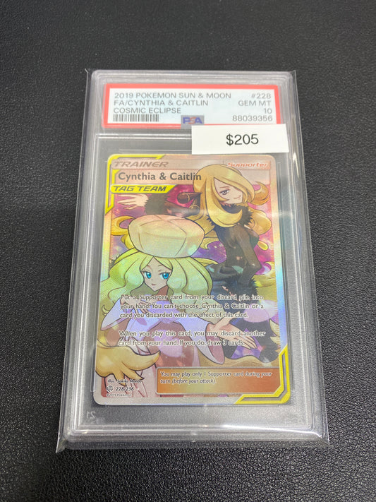 Pokémon Cynthia & Caitlin Cosmic Eclipse Full Art 228/226 PSA 10