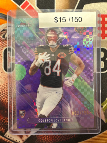 2025 Topps Finest NFL Colston Loveland Rookie Common Purple XFractor /150