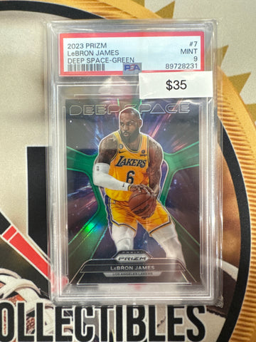 2023 Panini Prizm NBA LeBron James Deep Space Green Prizm PSA 9