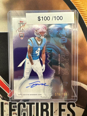 2025 Topps Signature Class NFL Tetairoa McMillan Rookie Purple Refractor Autograph /100