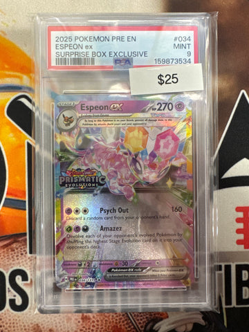 Pokemon Espeon ex 034/131 Prismatic Evolutions stamped Promo PSA 9