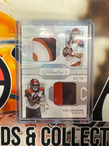 2020 Panini Flawless NFL Joe Burrow & Tee Higgins Rookie Dual Patch /20