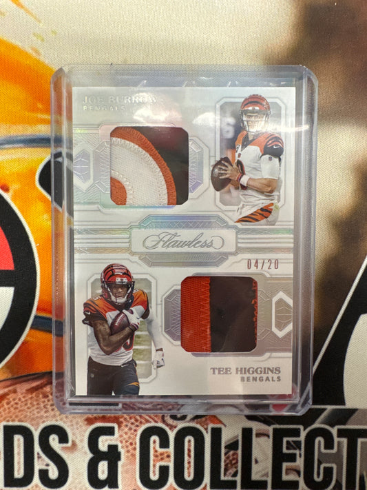 2020 Panini Flawless NFL Joe Burrow & Tee Higgins Rookie Dual Patch /20