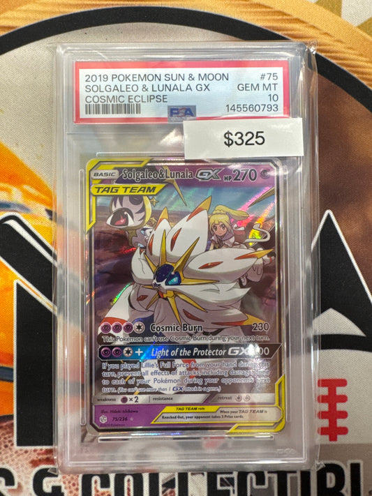 2019 Pokemon Sun & Moon Solgaleo & Lunala GX 75/236 Cosmic Eclipse PSA 10