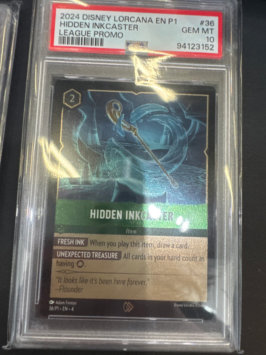 Disney Lorcana P1 League Promo Hidden Inkcaster PSA 10