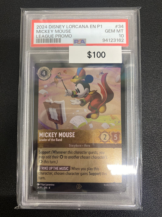 Disney Lorcana P1 League Promo Mickey Mouse PSA 10